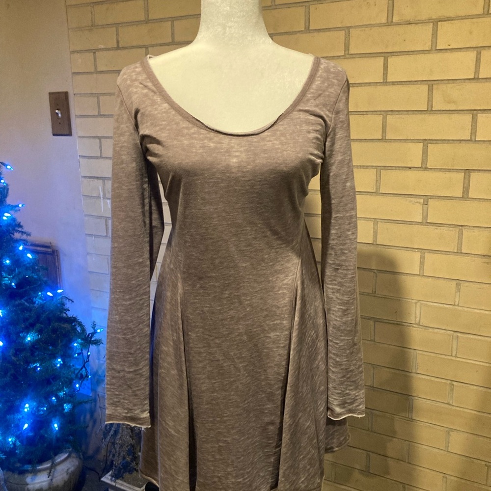Others Follow Long Sleeve Taupe Dress